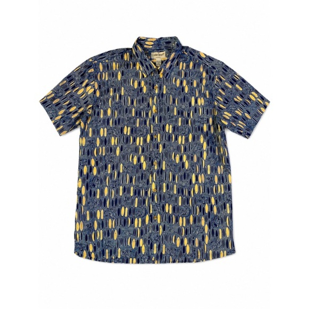 VTG Cooke‎ Street Honolulu Surfboard Hawaiian Camp Shirt Men XL Navy Blue Dad